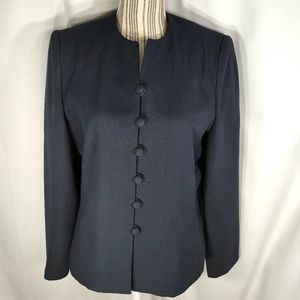 Henry-Lee Navy Cloth Covered Button Blazer Jacket Size 6